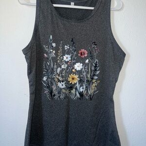 Floral Print Gray Tank Top
